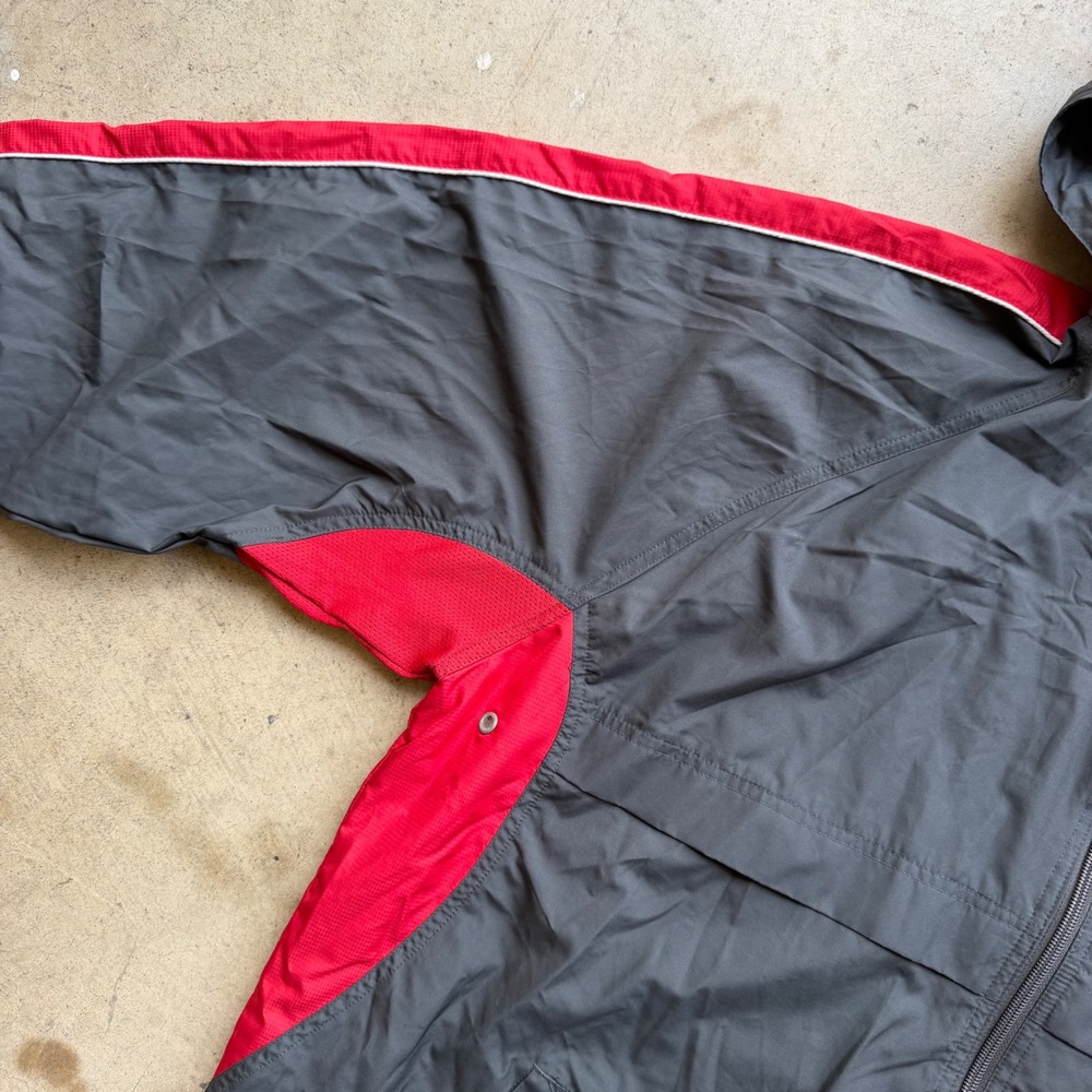 Prospirit Windbreaker Jacket Mens L Gray Red Full Zip Hooded Sporty Athleisure - Picture 9 of 11